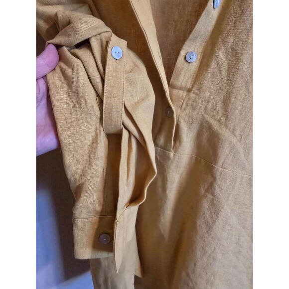 Tahari mustard yellow linen shirt women's size xs - Picture 4 of 7